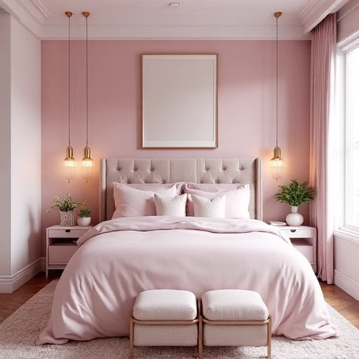 Blush Pink Bedroom with Gold Accents