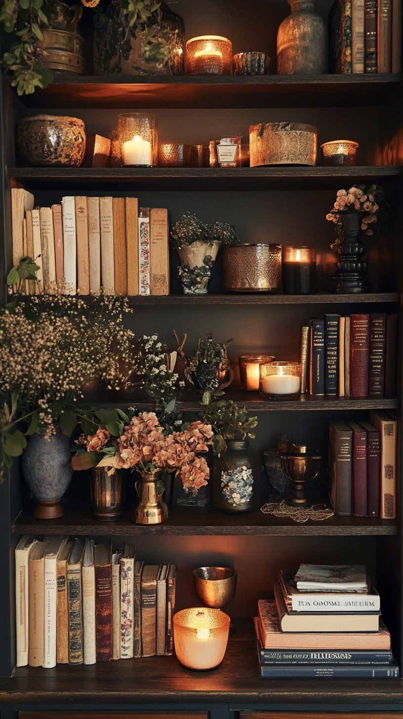 Bookshelves with Warm Decor