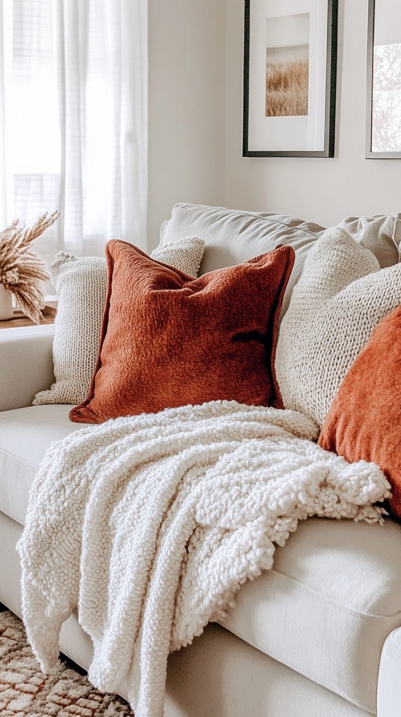 Layered Throw Blankets and Pillows