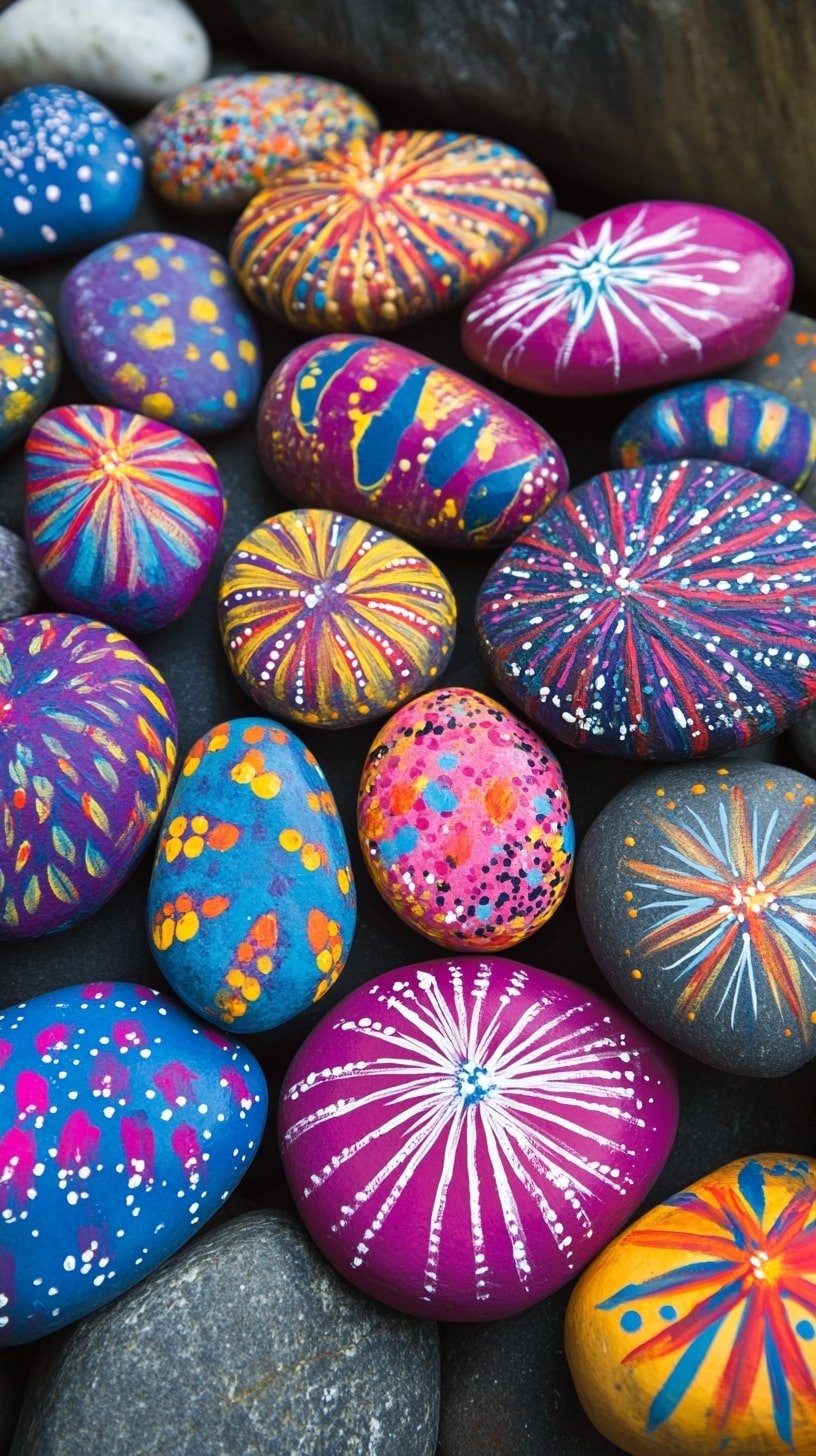 Painted Fireworks Rocks