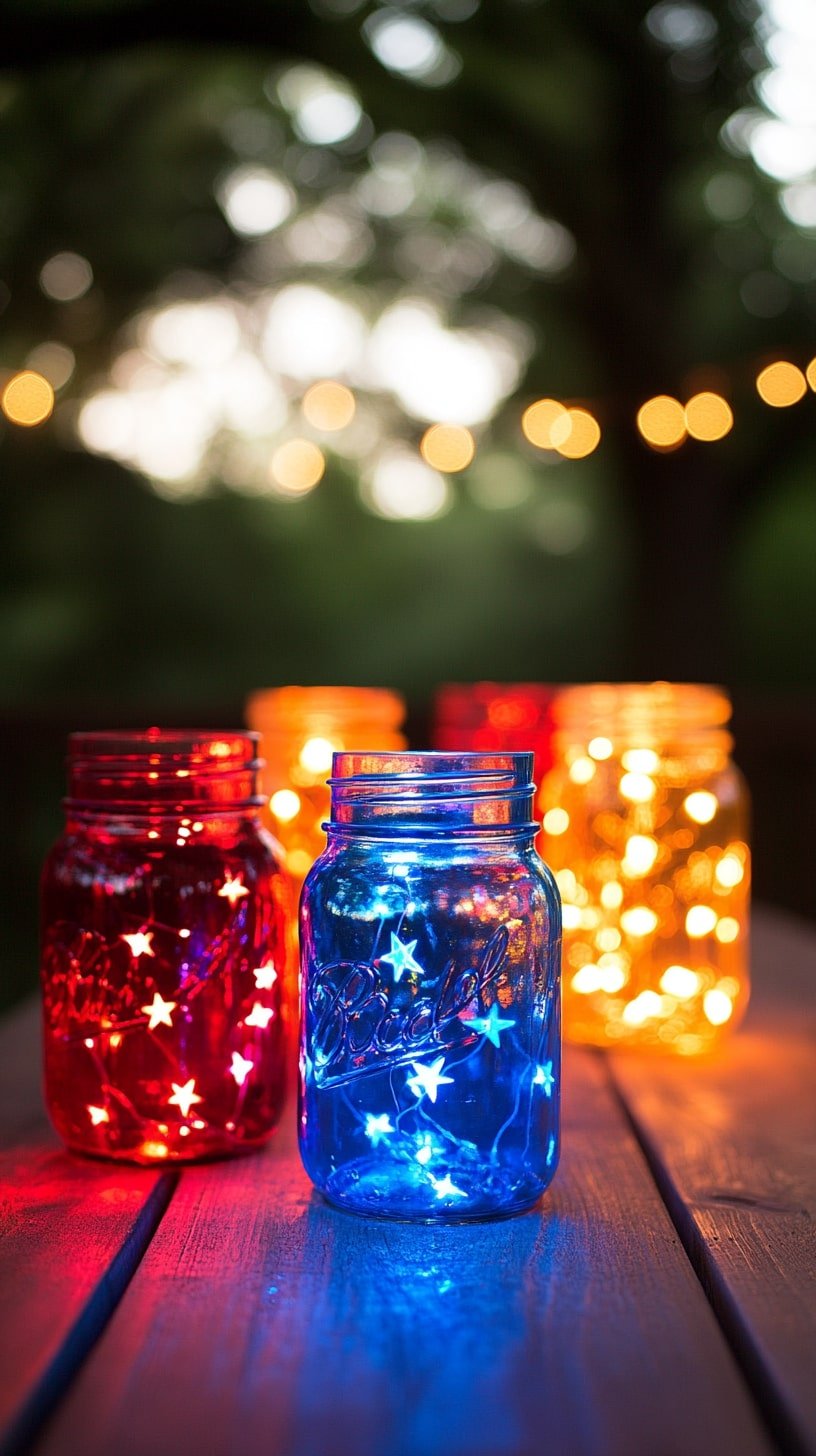 Patriotic Mason Jar Lanterns