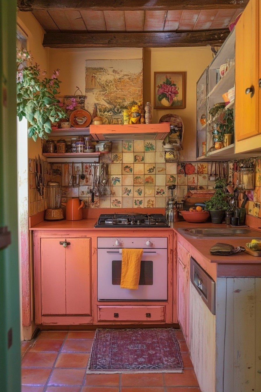 Cabinets in Warm Sunset Tones