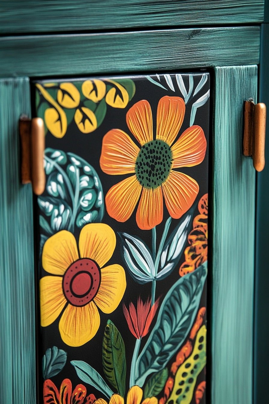 Hand-Painted Cabinet Fronts With Artistic Detail