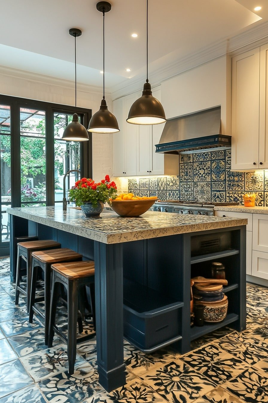 Island With Painted Mosaic Top